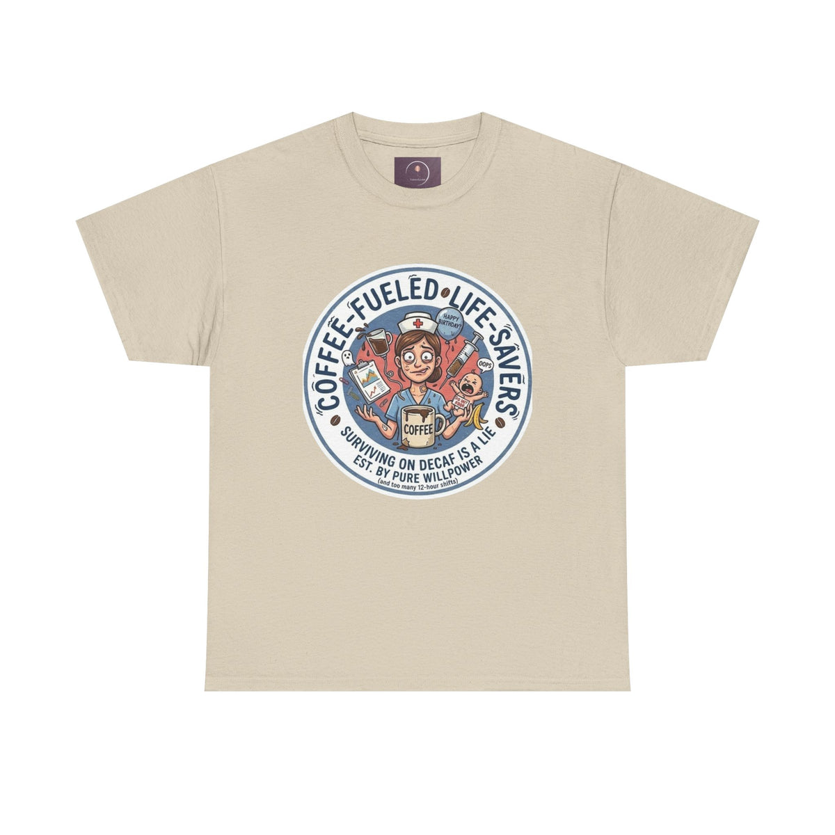 T-shirt "Paramedic & Nurse Coffee Badge" — "Sauveurs de vies alimentés au café" T-shirt rétro EMS Café
