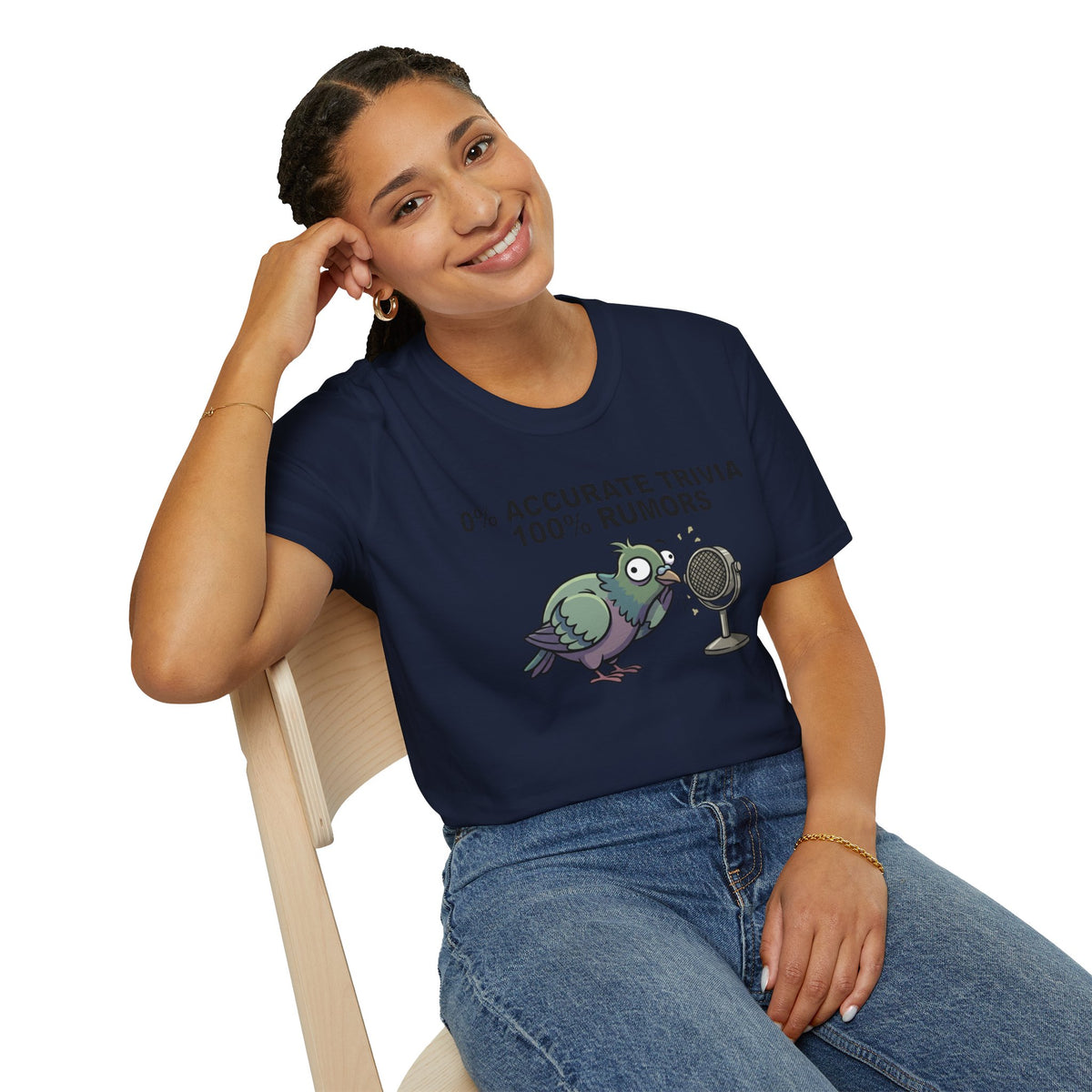 Trivia Rumor Pigeon T-Shirt — 0% Accurate Trivia 100% Rumors Graphic Tee