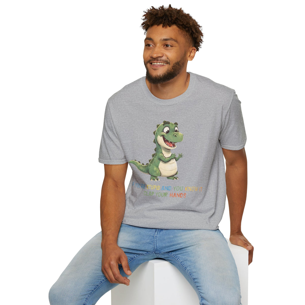 Cute Cartoon Dinosaur Tee — "Clap Your Hands" Kids Graphic T-Shirt