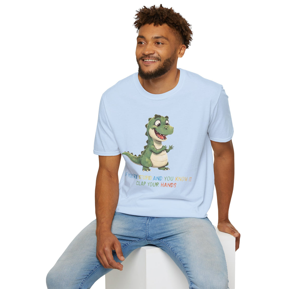 Cute Cartoon Dinosaur Tee — "Clap Your Hands" Kids Graphic T-Shirt