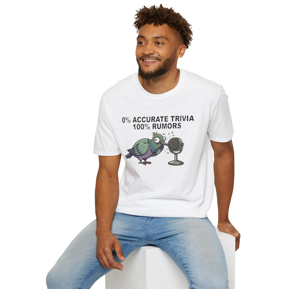 Trivia Rumor Pigeon T-Shirt — 0% Accurate Trivia 100% Rumors Graphic Tee