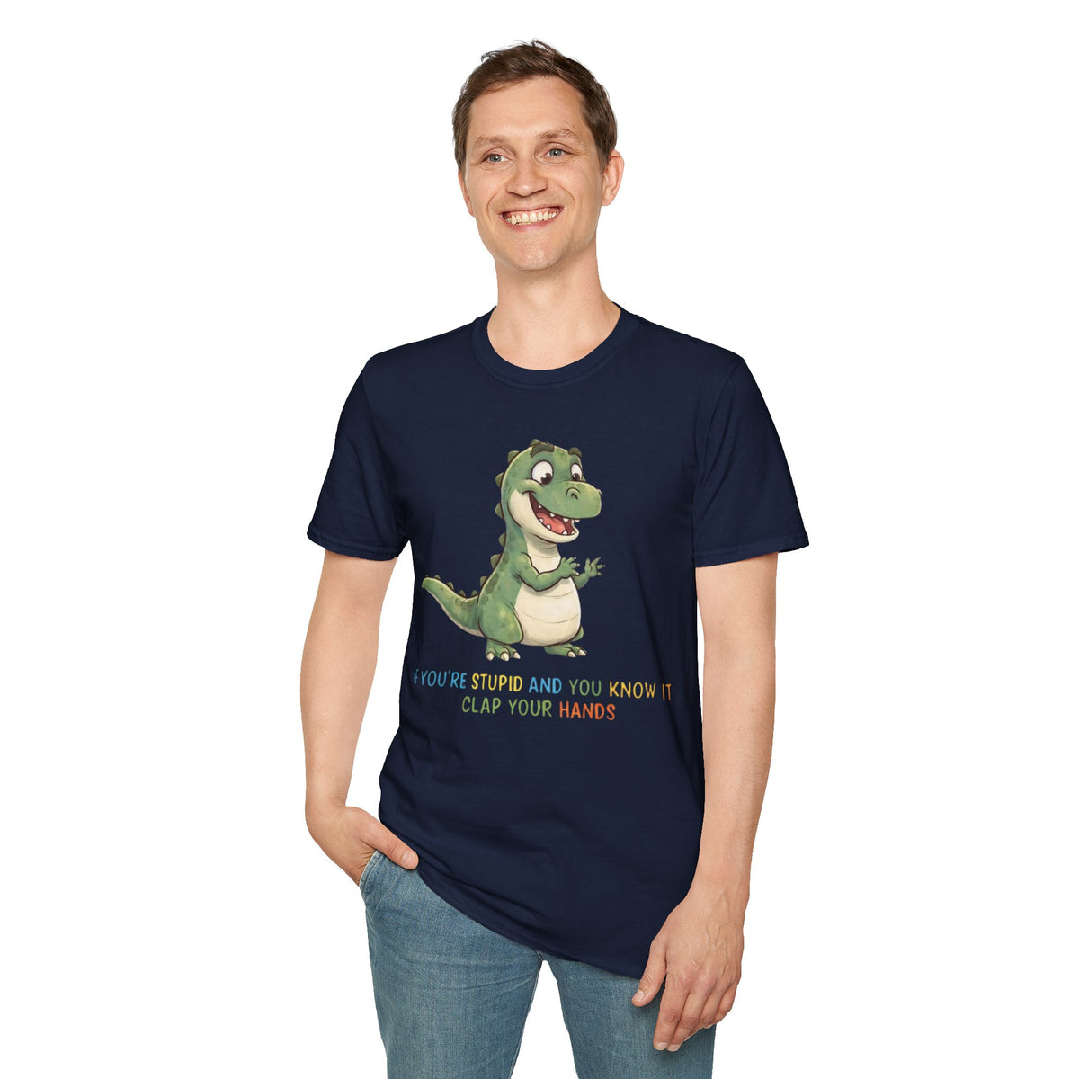 Cute Cartoon Dinosaur Tee — "Clap Your Hands" Kids Graphic T-Shirt