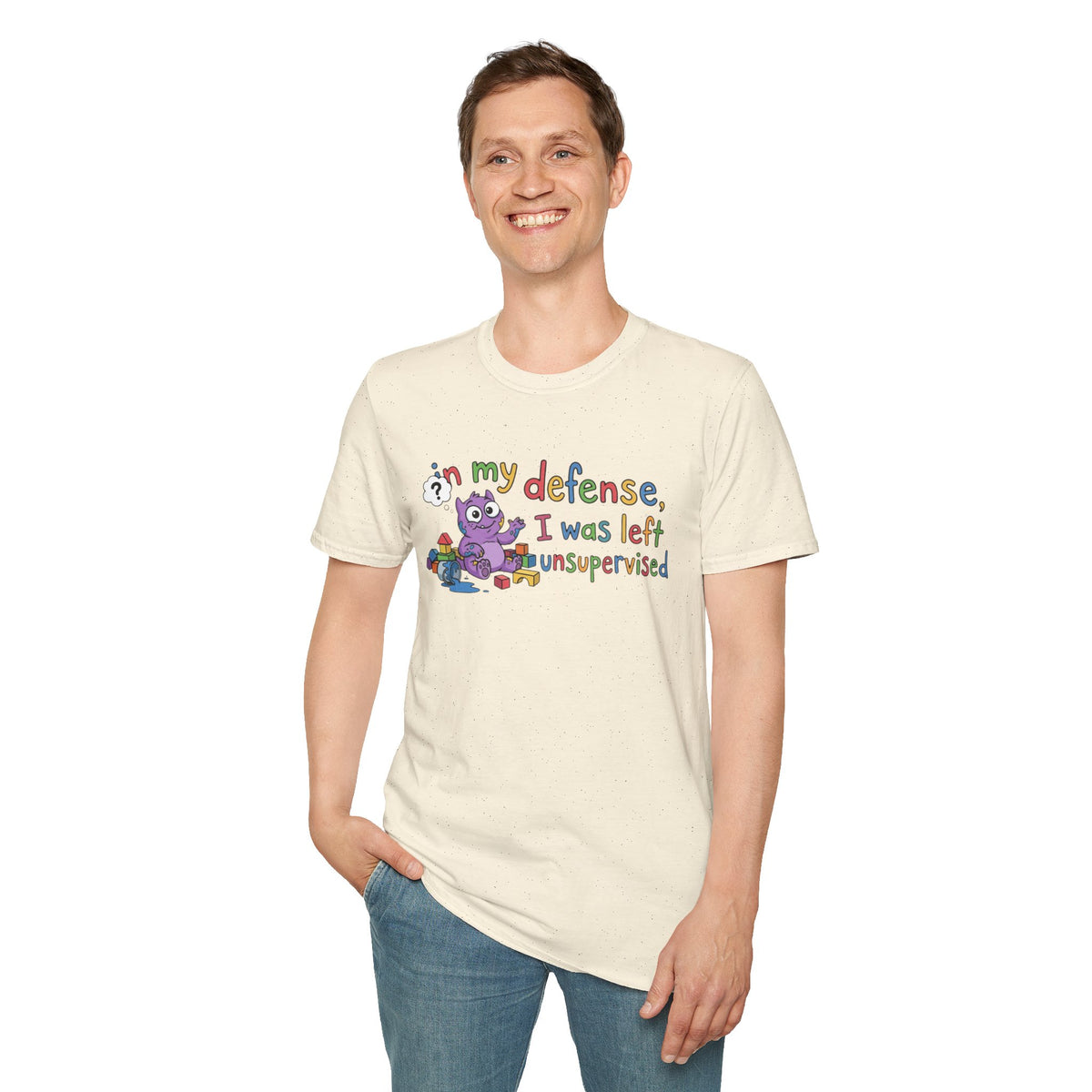 T‑Shirt — “In My Defense, I Was Left Unsupervised” Cute Monster Tee