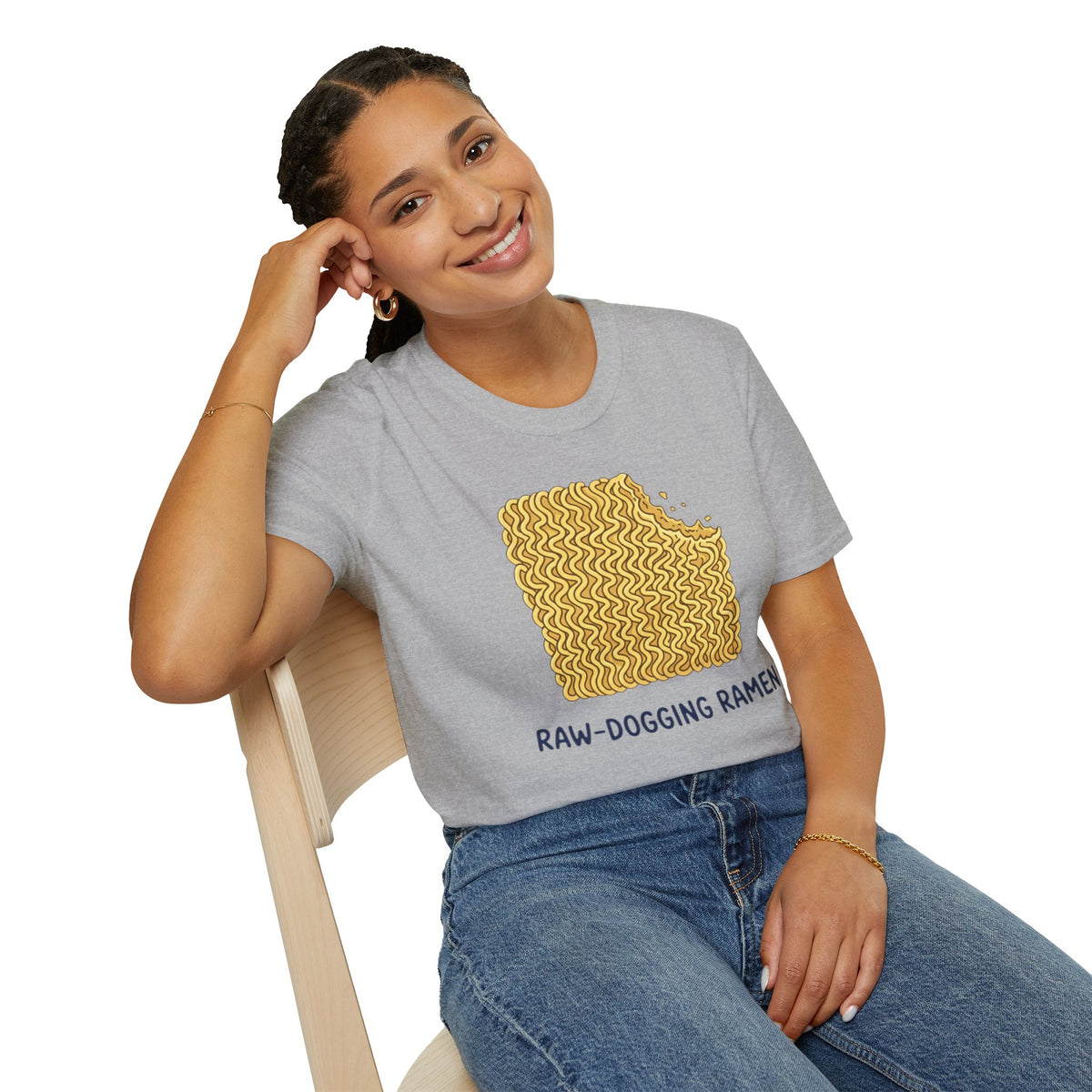 Ramen Graphic Tee — "Raw-Dogging Ramen" Funny Noodle Bite T-Shirt