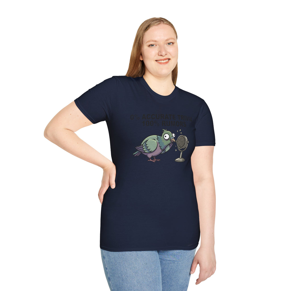 Trivia Rumor Pigeon T-Shirt — 0% Accurate Trivia 100% Rumors Graphic Tee