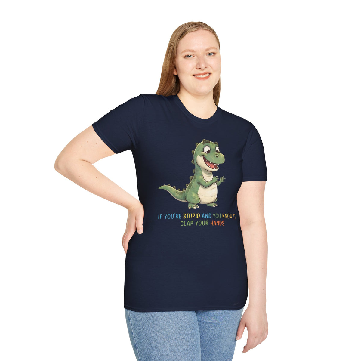 Cute Cartoon Dinosaur Tee — "Clap Your Hands" Kids Graphic T-Shirt