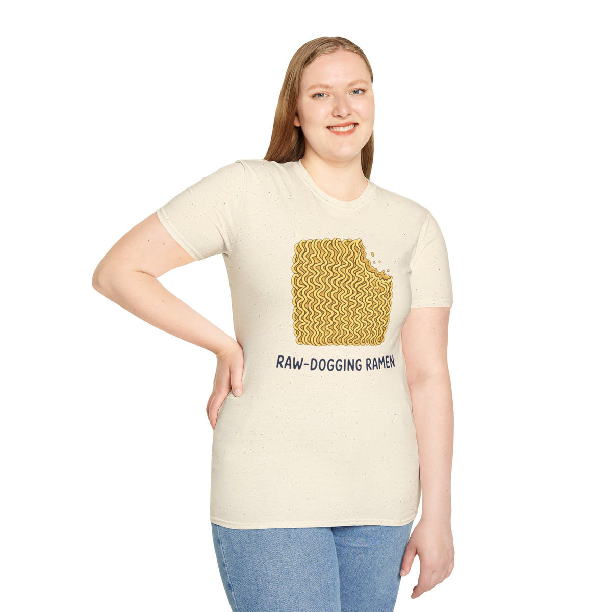 Ramen Graphic Tee — "Raw-Dogging Ramen" Funny Noodle Bite T-Shirt