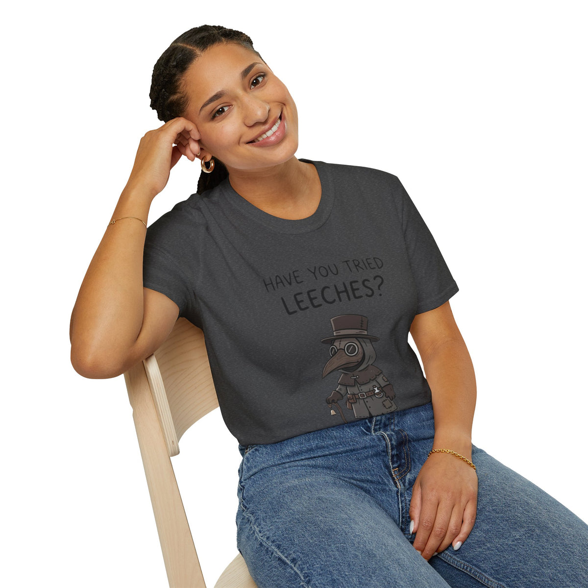 Plague Doctor T-Shirt — “Have You Tried Leeches?” Vintage Medical Humor Tee