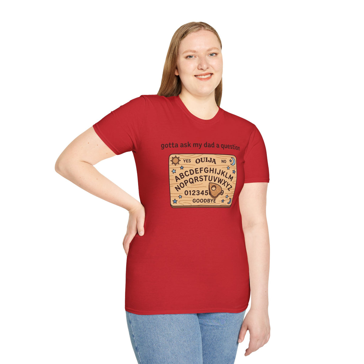 Ouija Board T‑Shirt — "gotta ask my dad a question" Vintage Spirit Board Tee