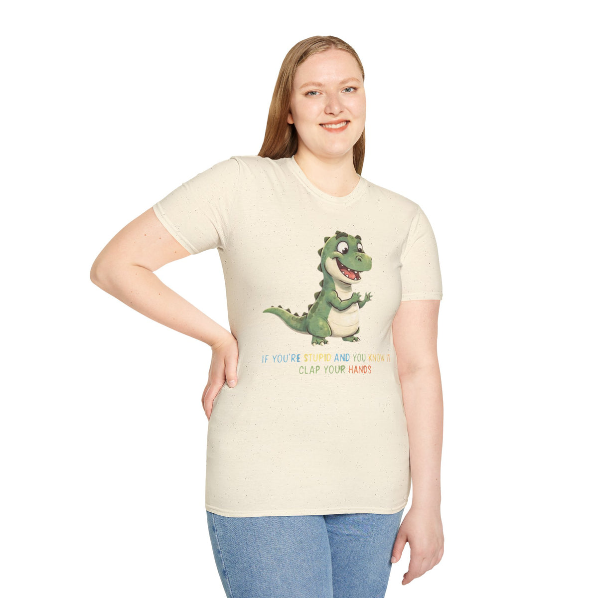Cute Cartoon Dinosaur Tee — "Clap Your Hands" Kids Graphic T-Shirt
