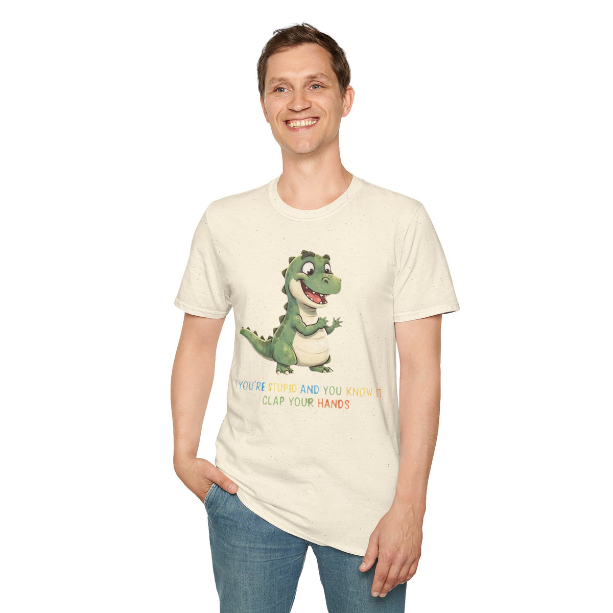 Cute Cartoon Dinosaur Tee — "Clap Your Hands" Kids Graphic T-Shirt