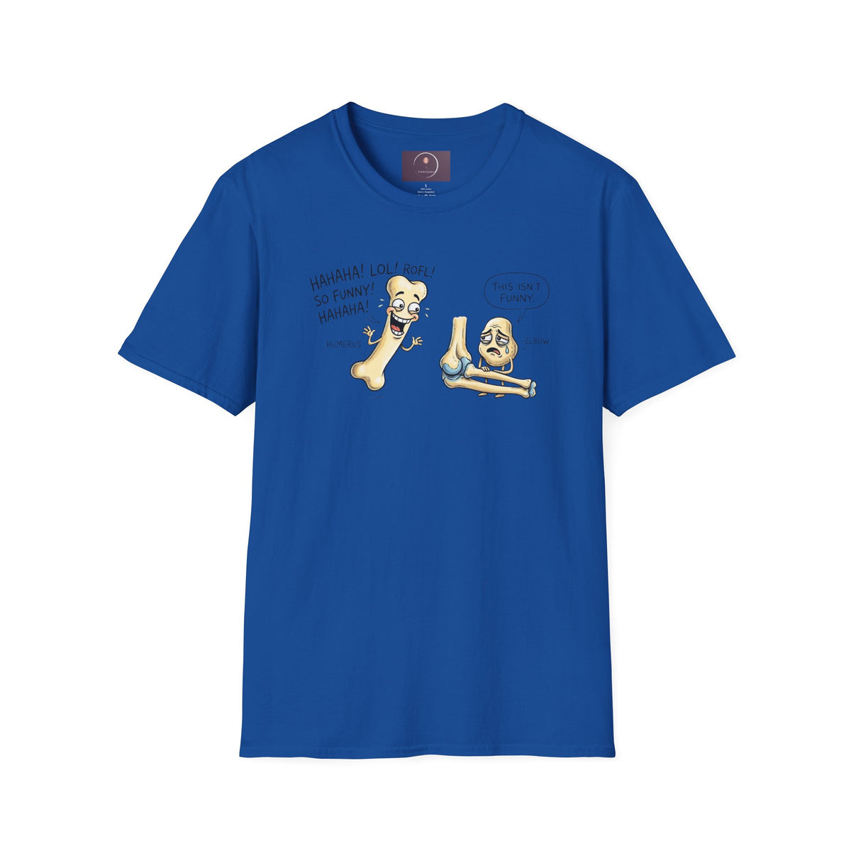 Funny Bone T-Shirt — Cartoon Bones Laughing & 'This Isn't Funny' Graphic