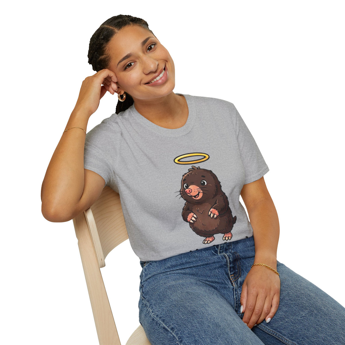 Angel Mole T‑Shirt — Cute Halo Mole Design, "...it's a holy moley" Graphic Tee
