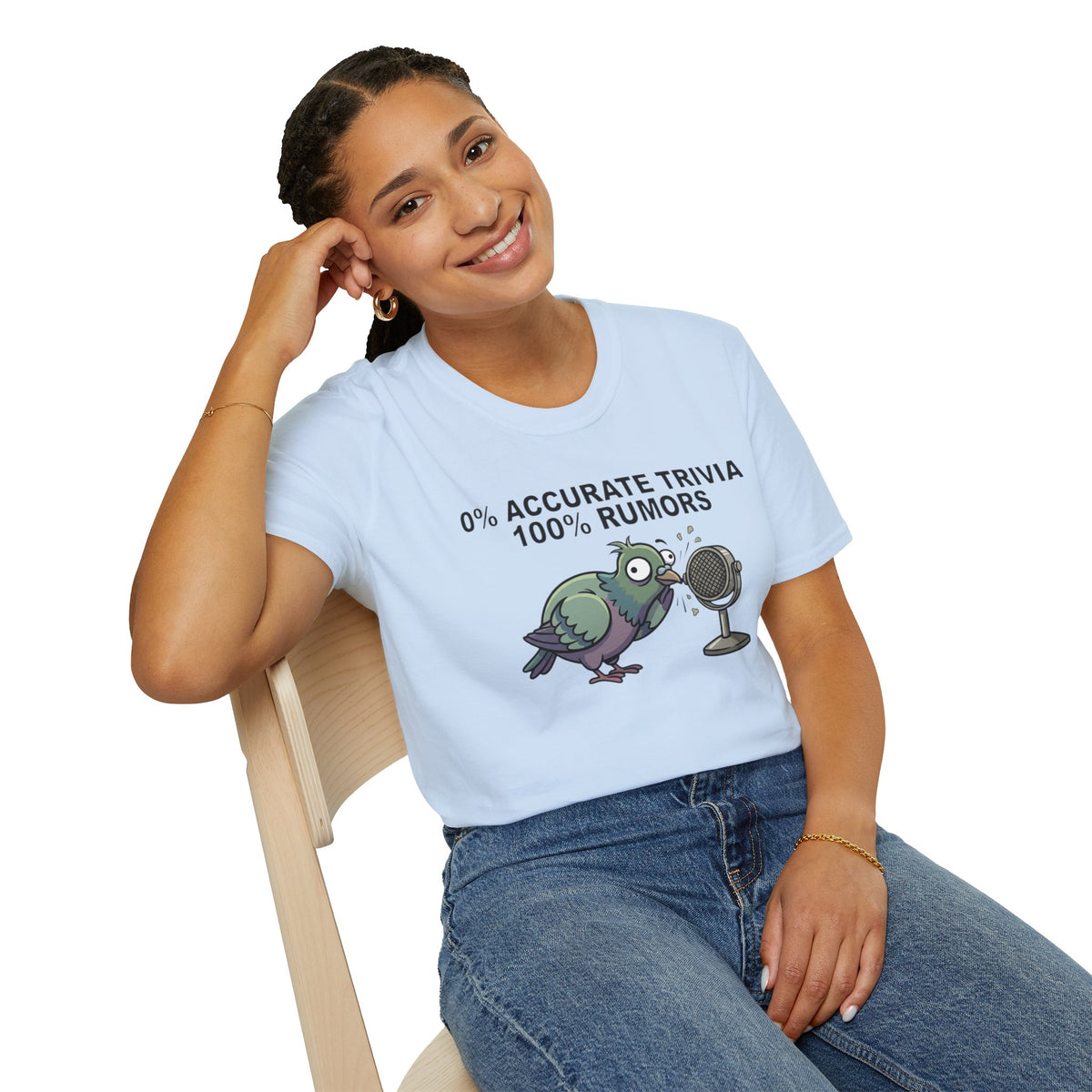 Trivia Rumor Pigeon T-Shirt — 0% Accurate Trivia 100% Rumors Graphic Tee