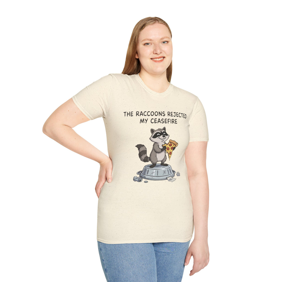 Funny Raccoon Pizza T-Shirt — "The Raccoons Rejected My Ceasefire"