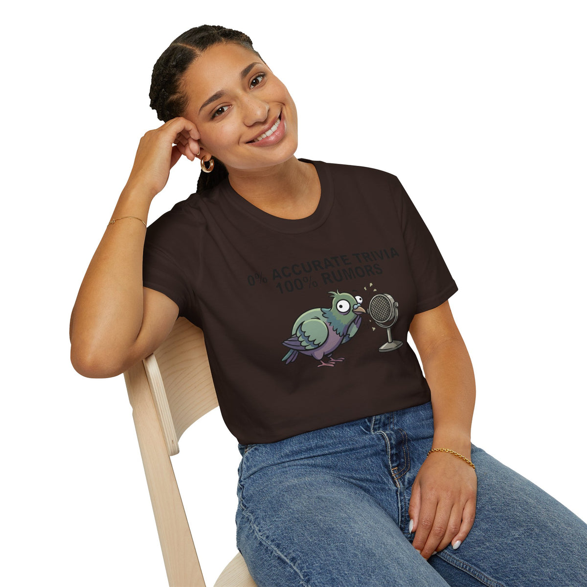 Trivia Rumor Pigeon T-Shirt — 0% Accurate Trivia 100% Rumors Graphic Tee