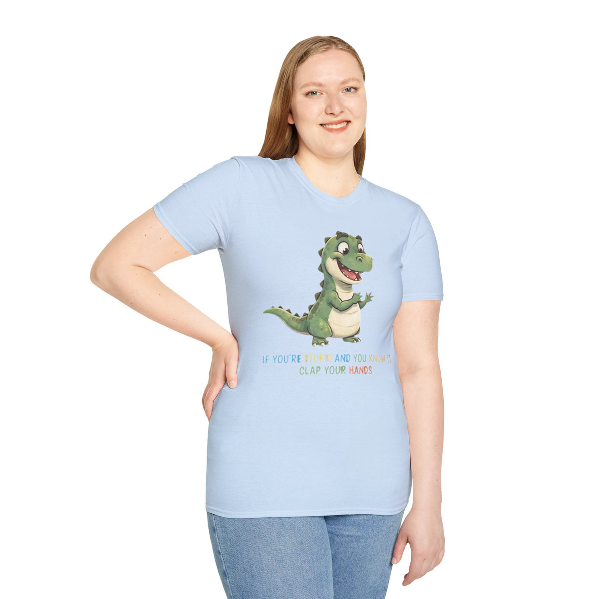 Cute Cartoon Dinosaur Tee — "Clap Your Hands" Kids Graphic T-Shirt