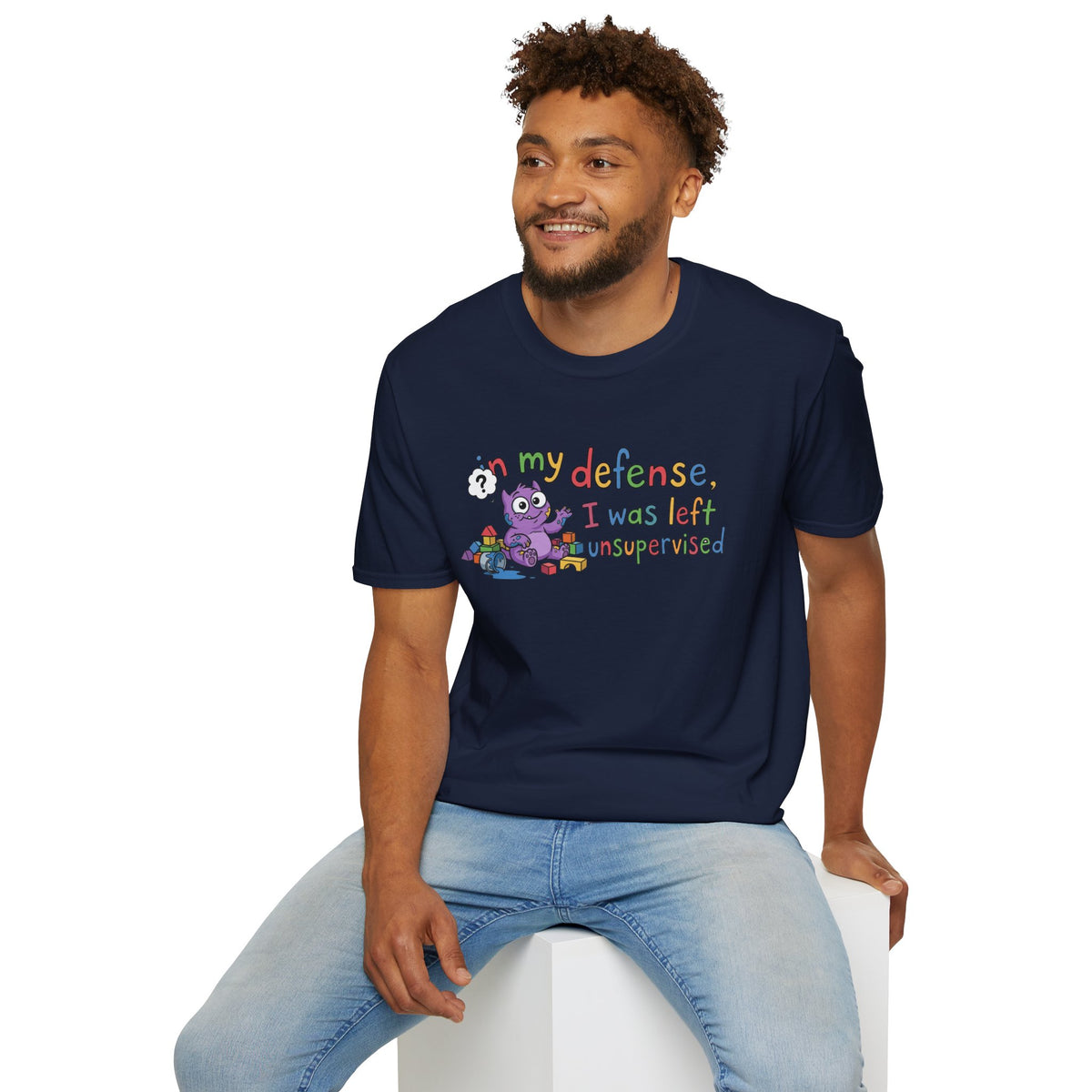 T‑Shirt — “In My Defense, I Was Left Unsupervised” Cute Monster Tee