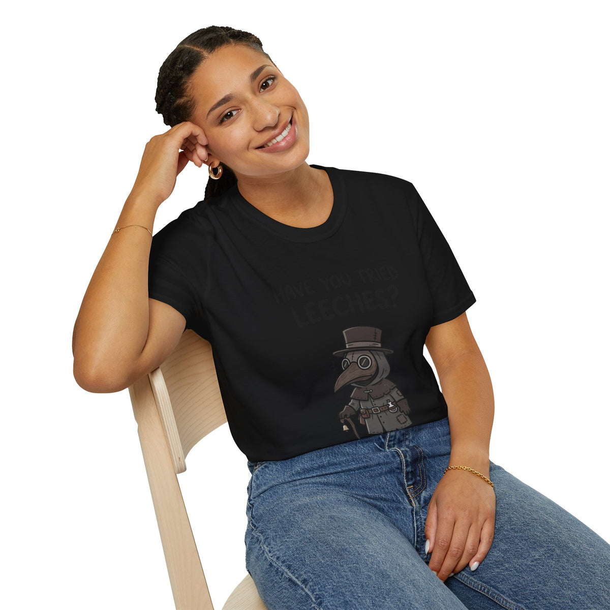 Plague Doctor T-Shirt — “Have You Tried Leeches?” Vintage Medical Humor Tee