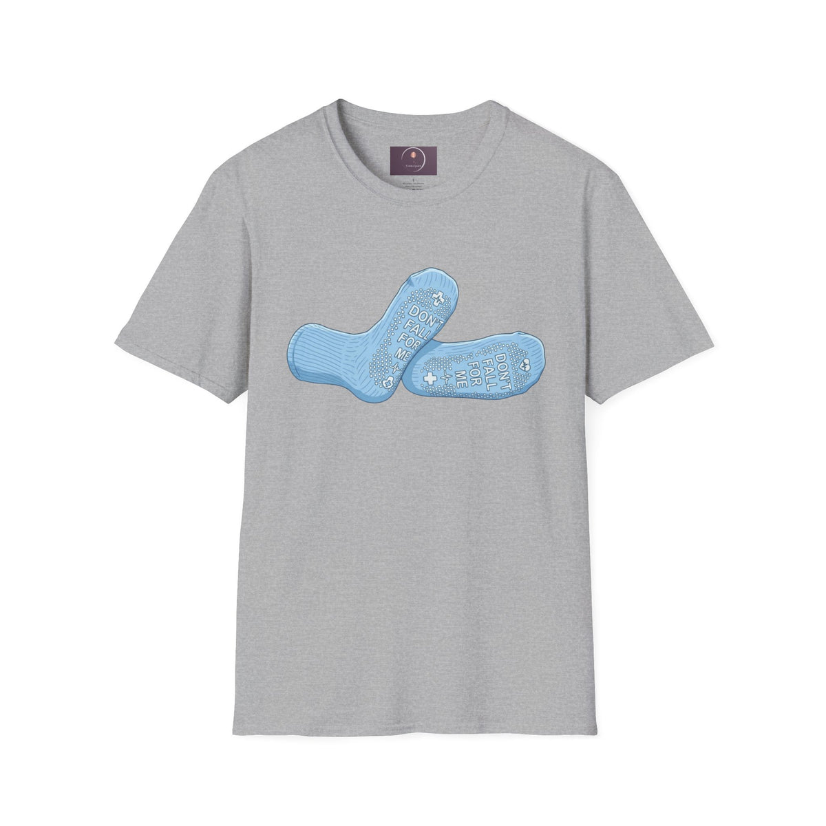 Socks Graphic T‑Shirt — "Don't Fall For Me" Blue Socks Design