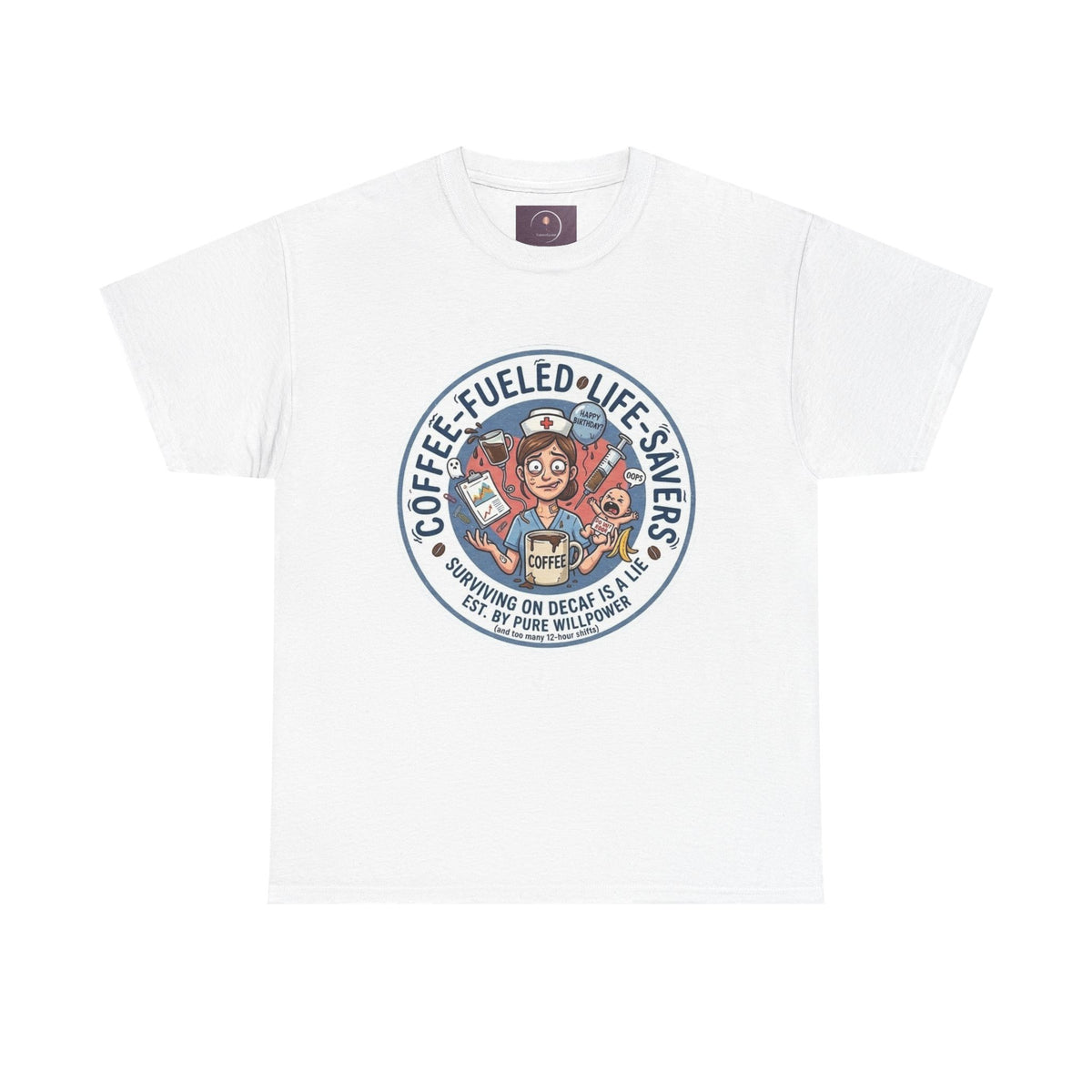 T-shirt "Paramedic & Nurse Coffee Badge" — "Sauveurs de vies alimentés au café" T-shirt rétro EMS Café
