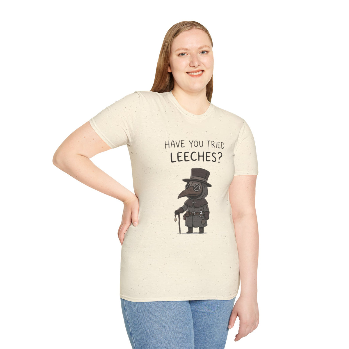 Plague Doctor T-Shirt — “Have You Tried Leeches?” Vintage Medical Humor Tee
