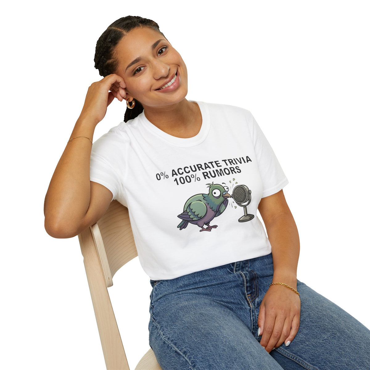 Trivia Rumor Pigeon T-Shirt — 0% Accurate Trivia 100% Rumors Graphic Tee
