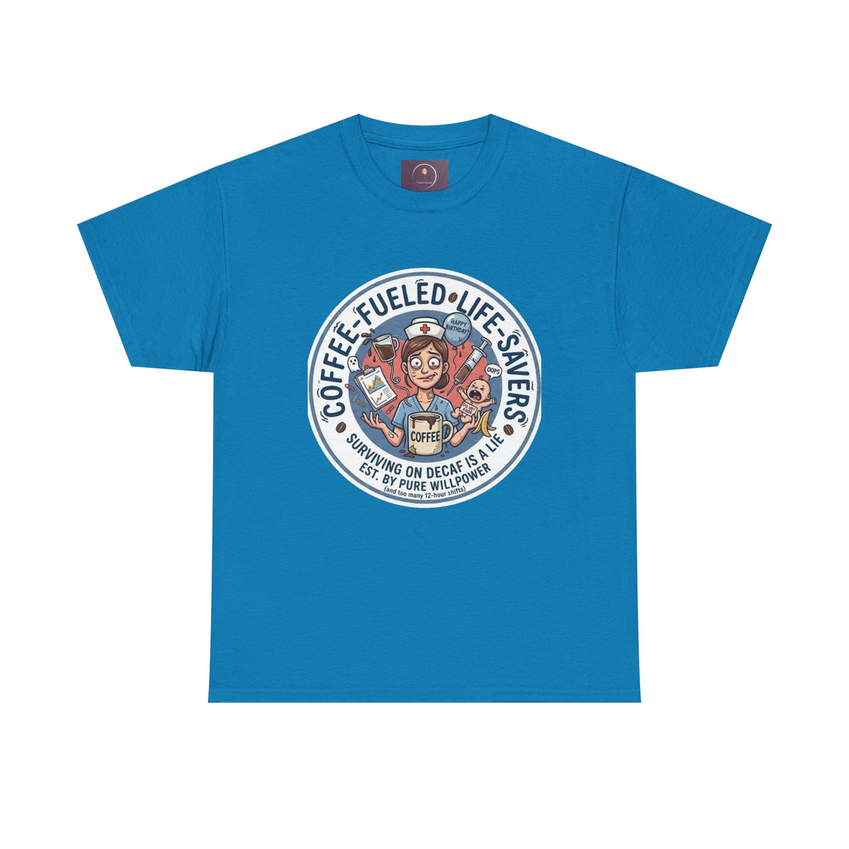 T-shirt "Paramedic & Nurse Coffee Badge" — "Sauveurs de vies alimentés au café" T-shirt rétro EMS Café