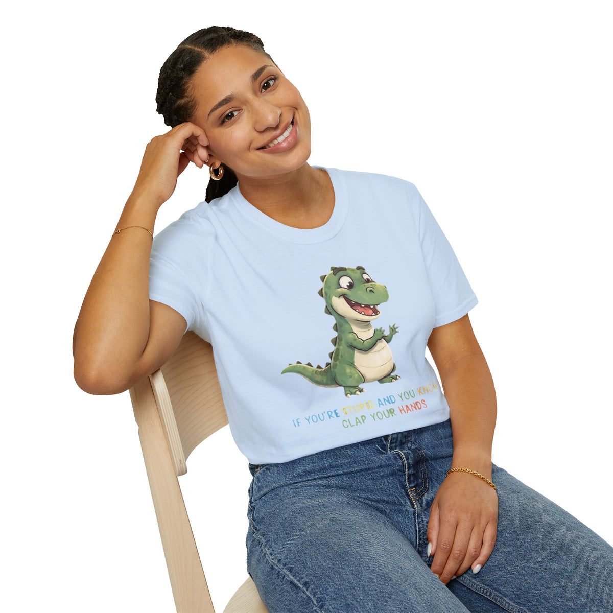 Cute Cartoon Dinosaur Tee — "Clap Your Hands" Kids Graphic T-Shirt