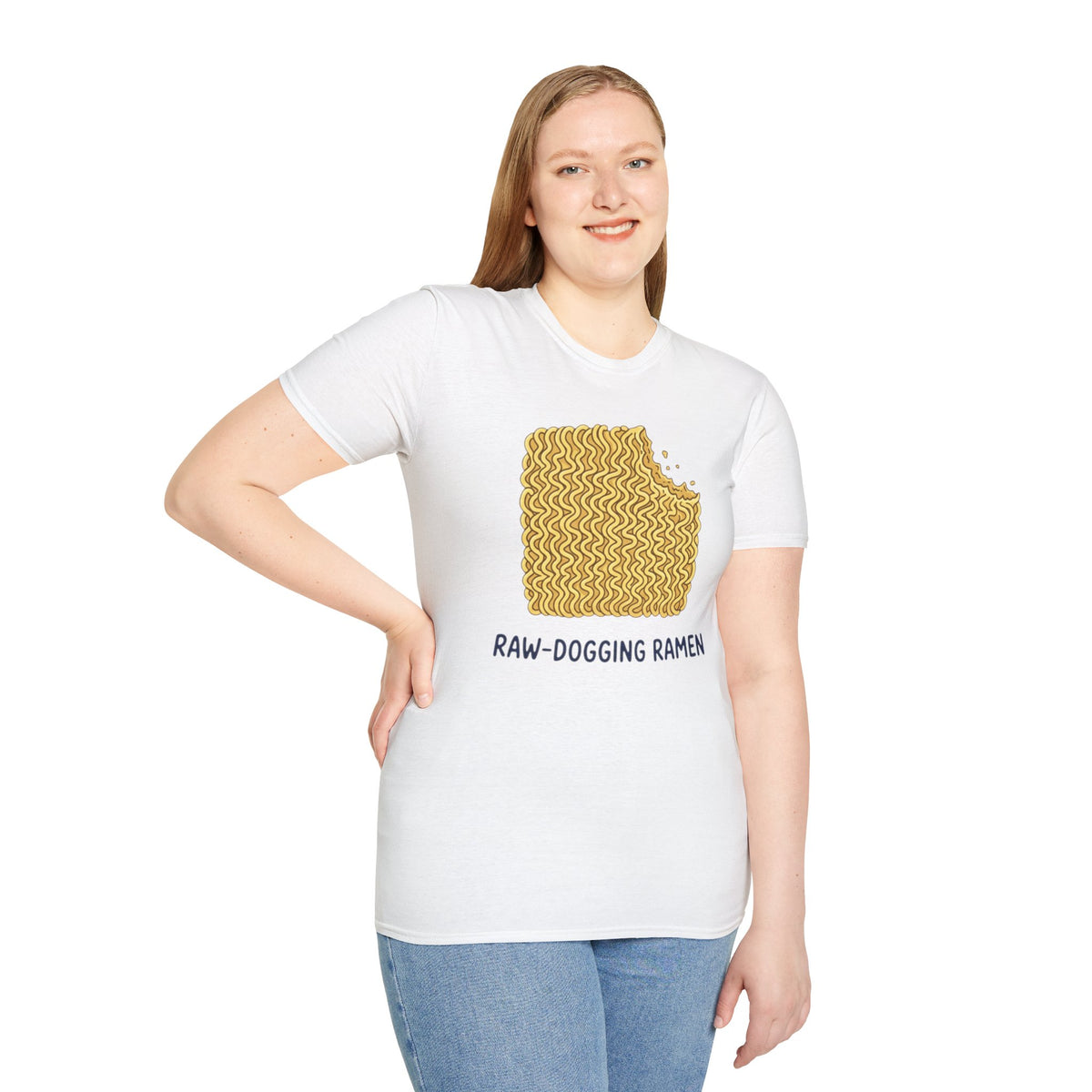 Ramen Graphic Tee — "Raw-Dogging Ramen" Funny Noodle Bite T-Shirt