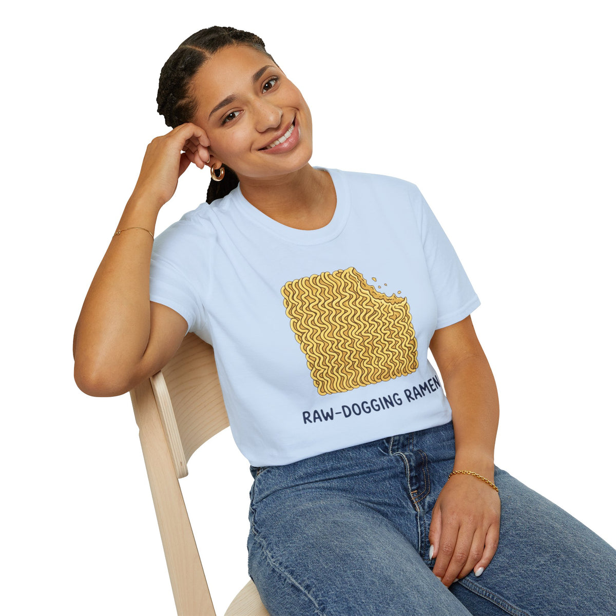 Ramen Graphic Tee — "Raw-Dogging Ramen" Funny Noodle Bite T-Shirt