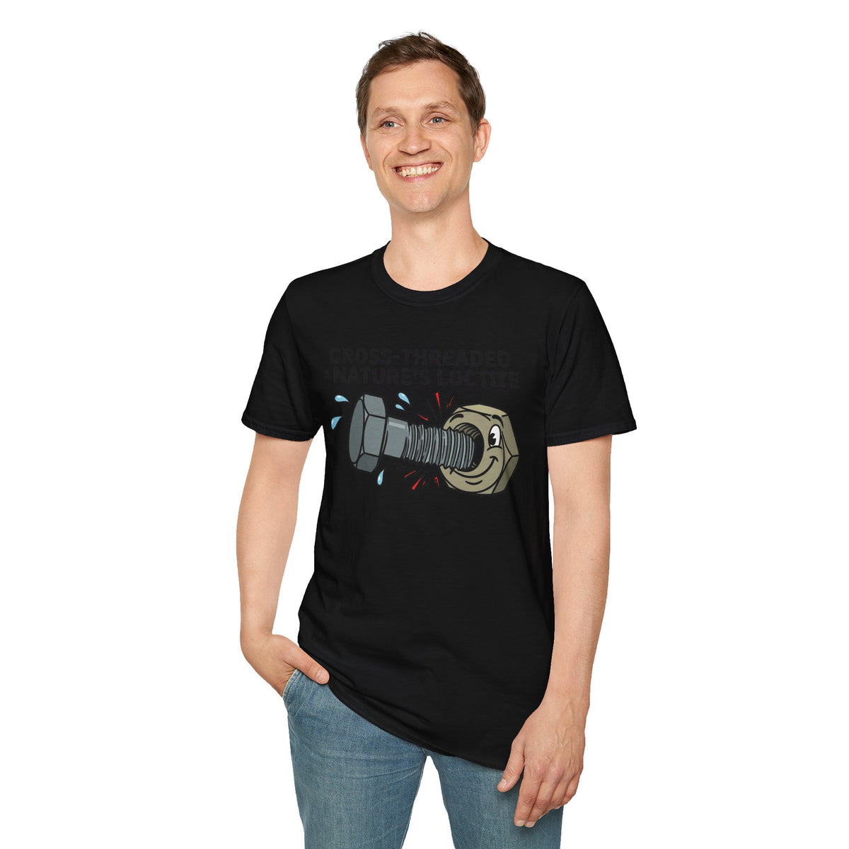 T-Shirt — Cross-Threaded Is Nature’s Loctite Bolt & Nut Funny Mechanical Tee