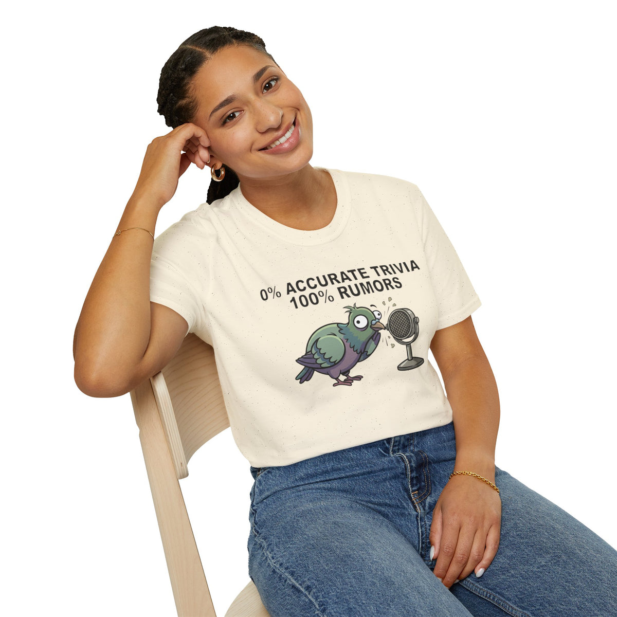 Trivia Rumor Pigeon T-Shirt — 0% Accurate Trivia 100% Rumors Graphic Tee