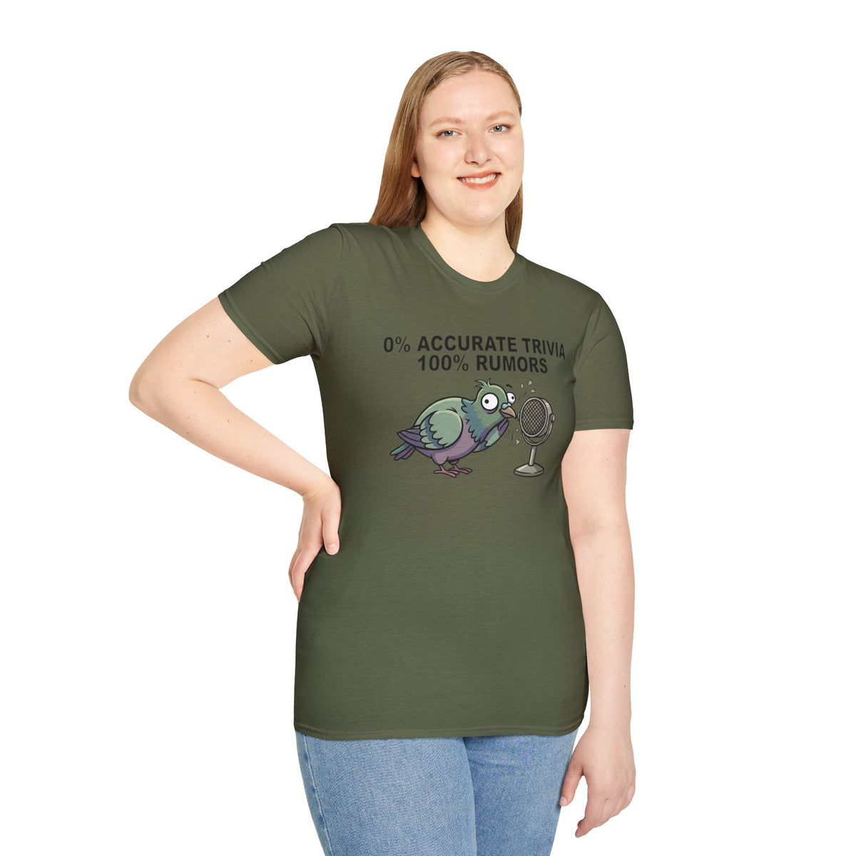 Trivia Rumor Pigeon T-Shirt — 0% Accurate Trivia 100% Rumors Graphic Tee