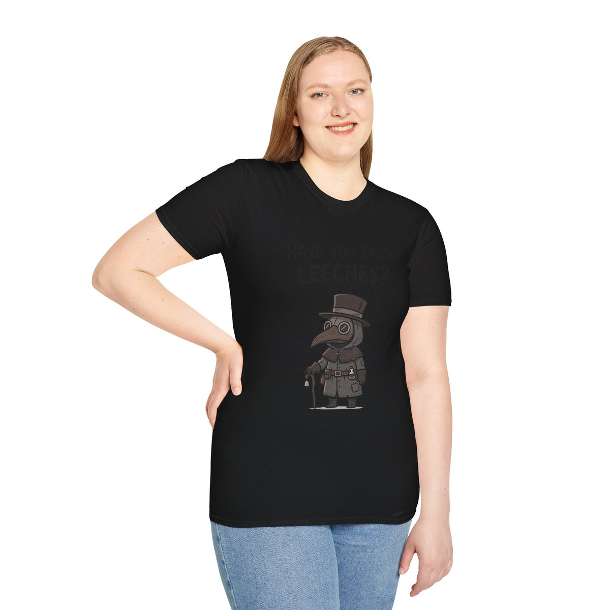 Plague Doctor T-Shirt — “Have You Tried Leeches?” Vintage Medical Humor Tee