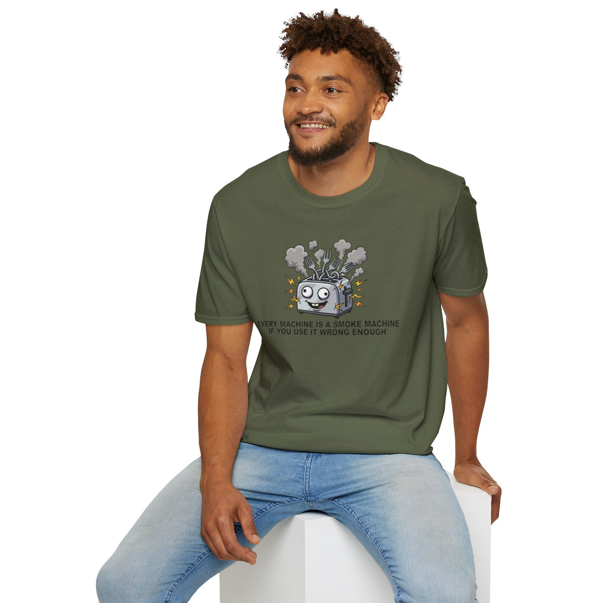 Funny Toaster T-Shirt — “Every Machine Is a Smoke Machine if You Use It Wrong Enough”