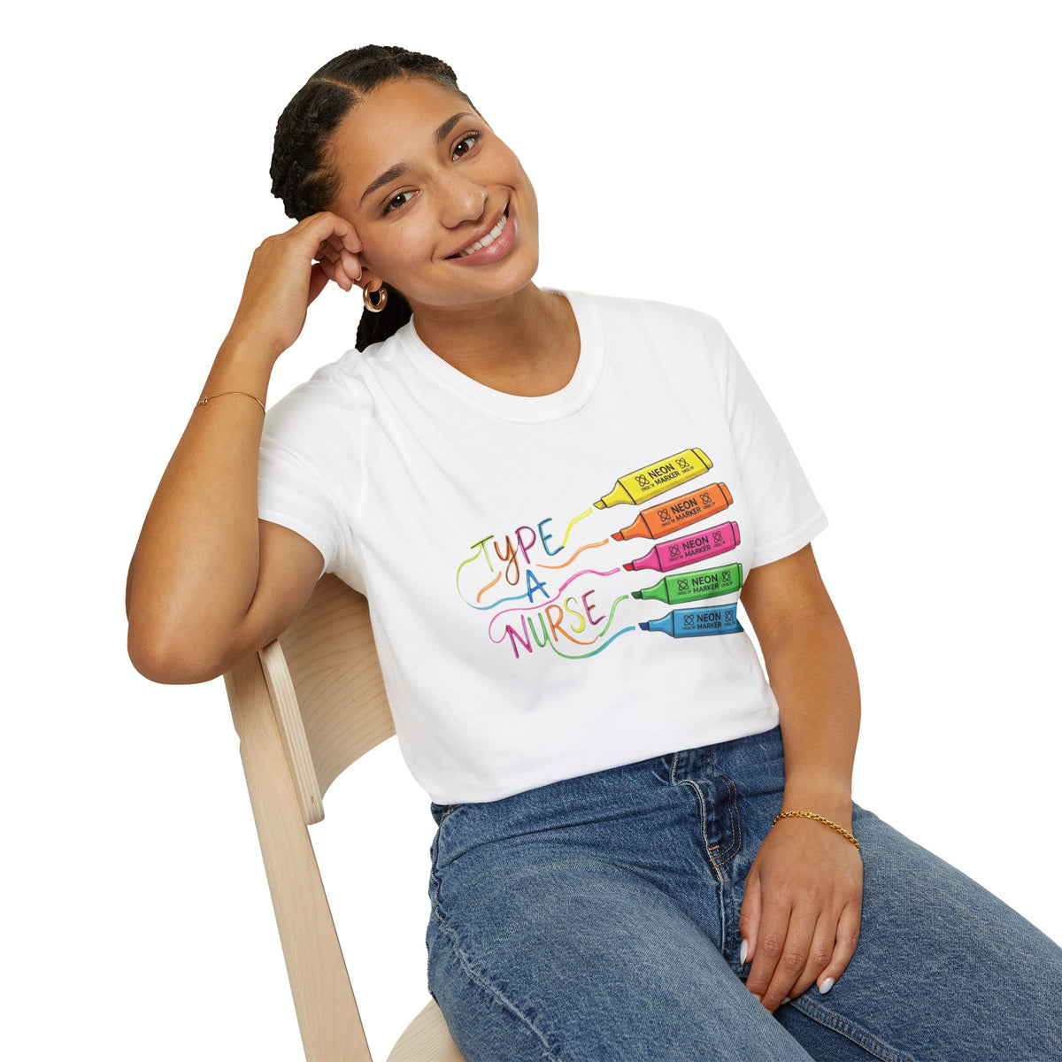 Type A Nurse T-Shirt — Colorful Highlighter Design for Nurses
