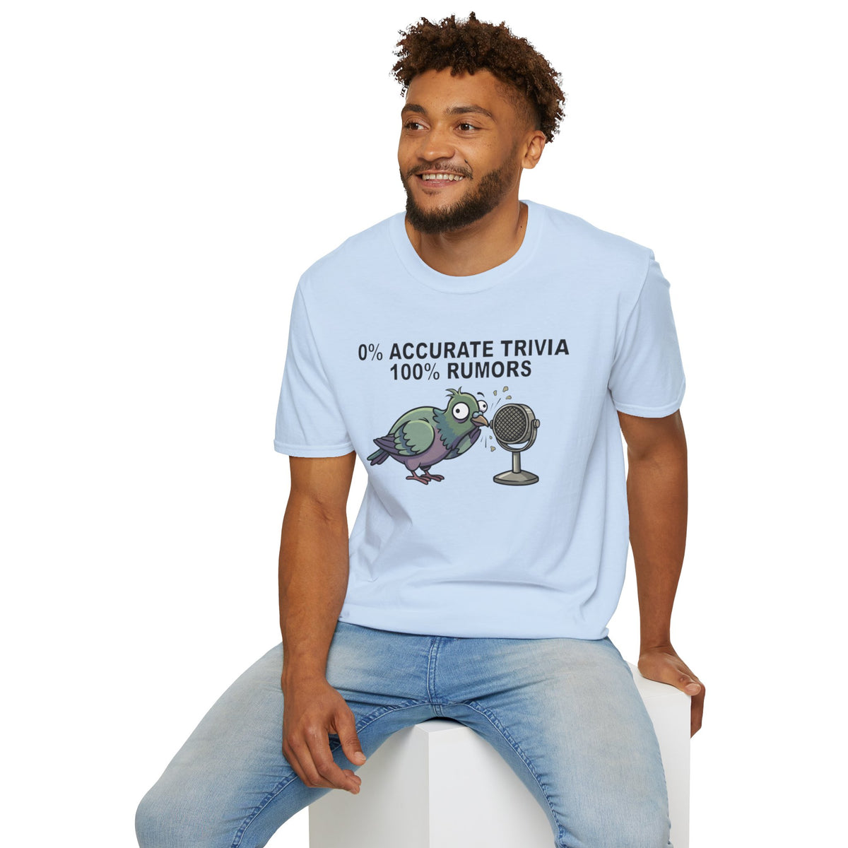 Trivia Rumor Pigeon T-Shirt — 0% Accurate Trivia 100% Rumors Graphic Tee