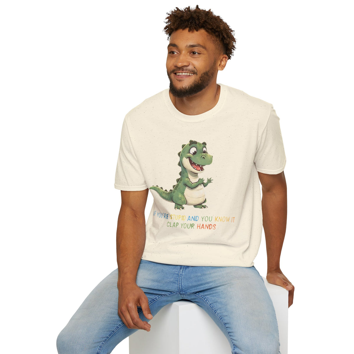 Cute Cartoon Dinosaur Tee — "Clap Your Hands" Kids Graphic T-Shirt