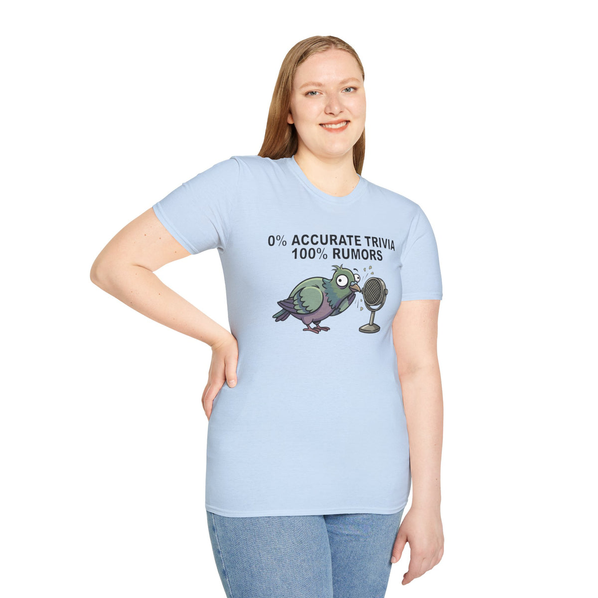 Trivia Rumor Pigeon T-Shirt — 0% Accurate Trivia 100% Rumors Graphic Tee