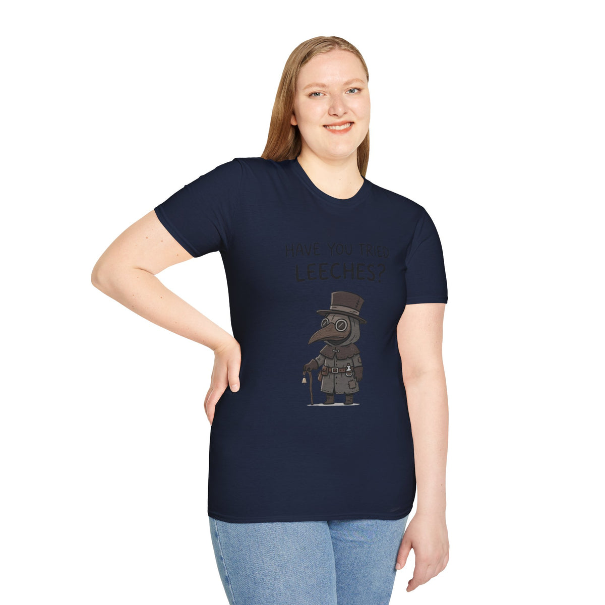 Plague Doctor T-Shirt — “Have You Tried Leeches?” Vintage Medical Humor Tee