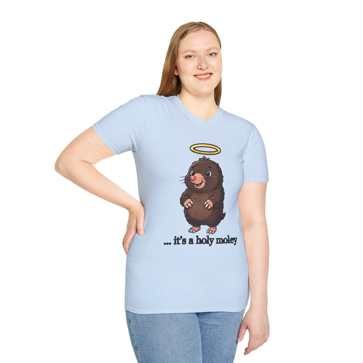Angel Mole T‑Shirt — Cute Halo Mole Design, "...it's a holy moley" Graphic Tee