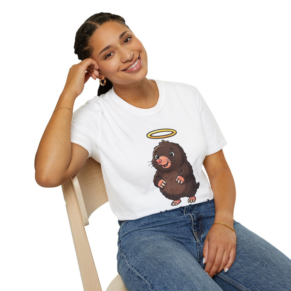 Angel Mole T‑Shirt — Cute Halo Mole Design, "...it's a holy moley" Graphic Tee