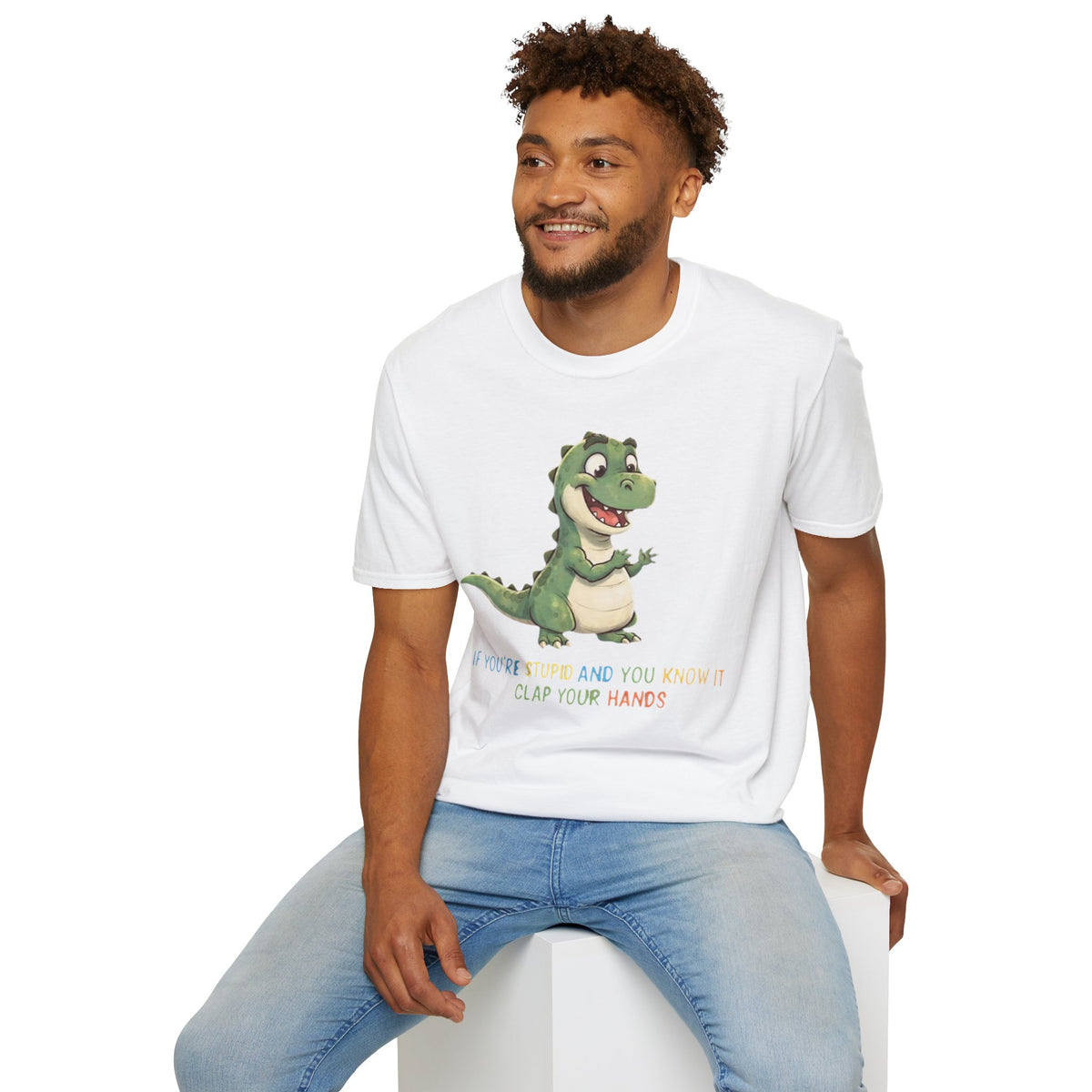 Cute Cartoon Dinosaur Tee — "Clap Your Hands" Kids Graphic T-Shirt