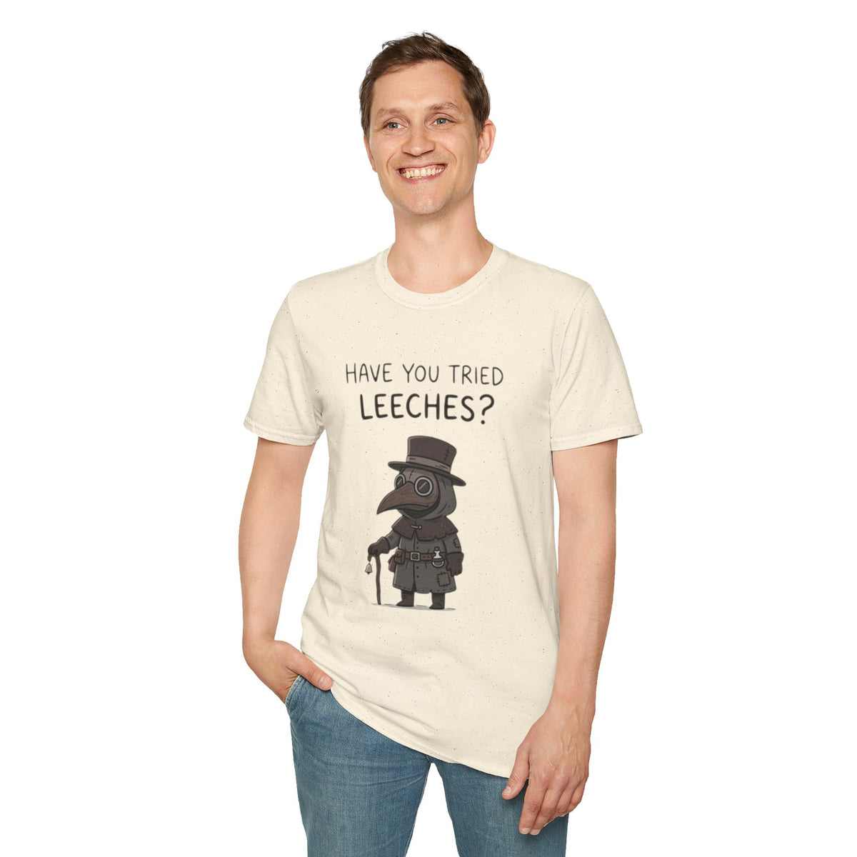 Plague Doctor T-Shirt — “Have You Tried Leeches?” Vintage Medical Humor Tee