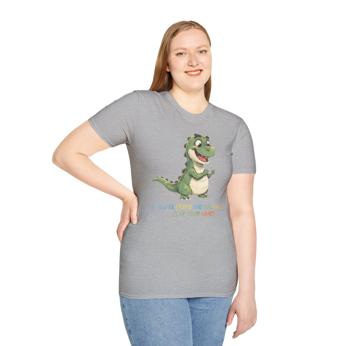 Cute Cartoon Dinosaur Tee — "Clap Your Hands" Kids Graphic T-Shirt