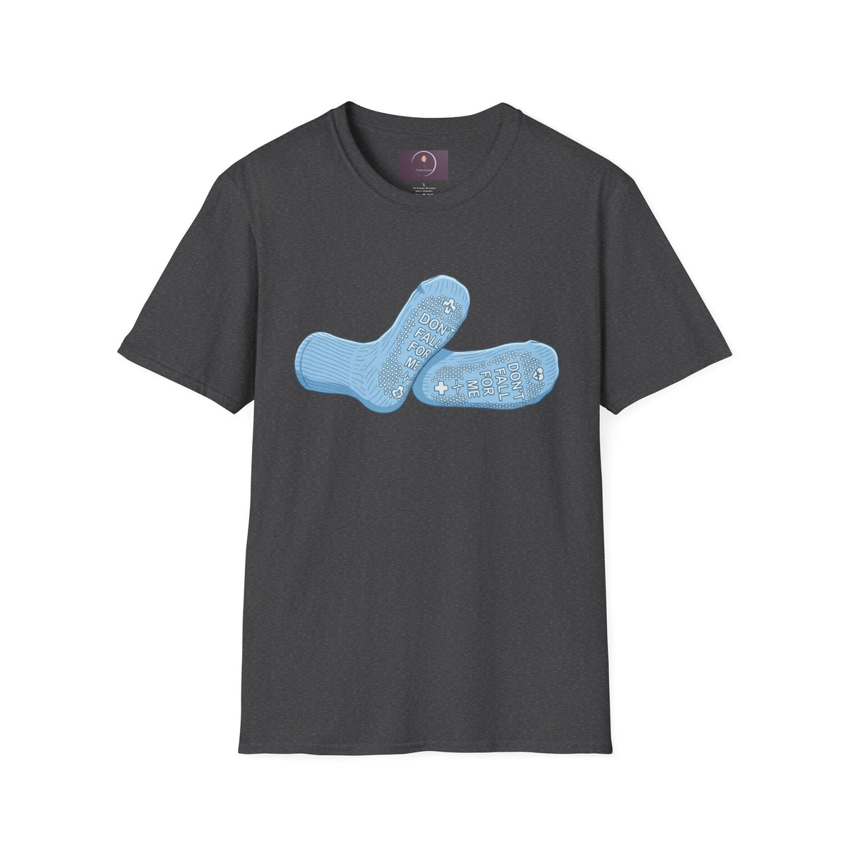 Socks Graphic T‑Shirt — "Don't Fall For Me" Blue Socks Design