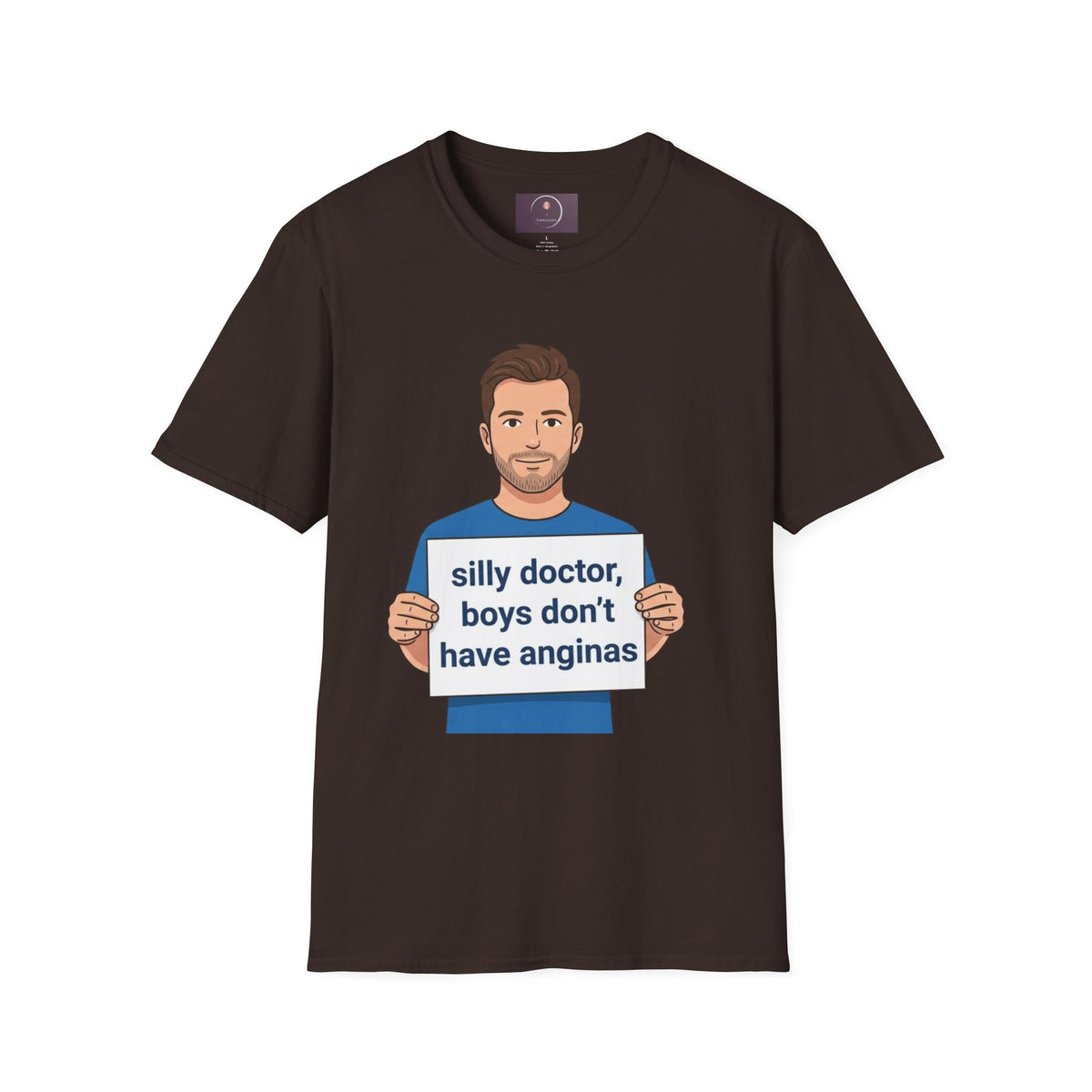 Graphic T-Shirt — 'silly doctor, boys don't have anginas' Cartoon Man Tee