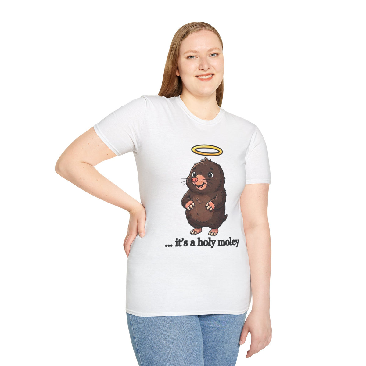 Angel Mole T‑Shirt — Cute Halo Mole Design, "...it's a holy moley" Graphic Tee