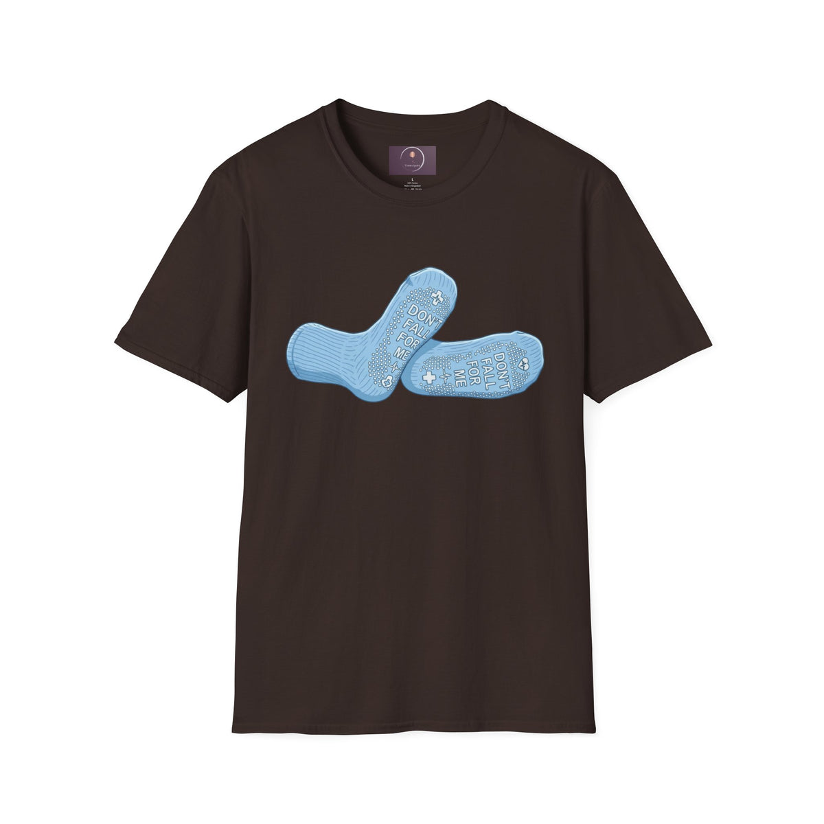 Socks Graphic T‑Shirt — "Don't Fall For Me" Blue Socks Design